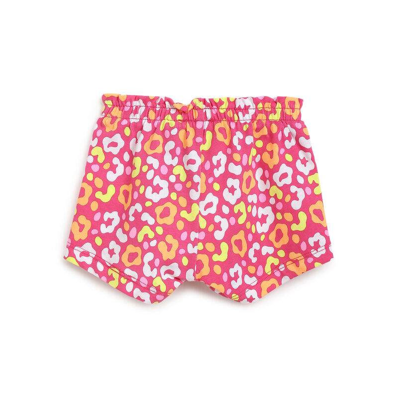 Girls Dark Pink Printed Short Trousers image number 1
